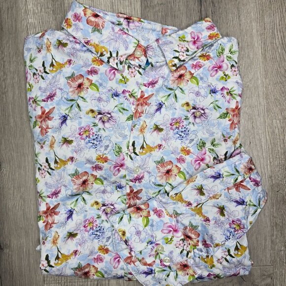 Mens Floral Print Long Sleeve Shirt XXL By Michaels colorfull bright loud flower - Picture 3 of 5
